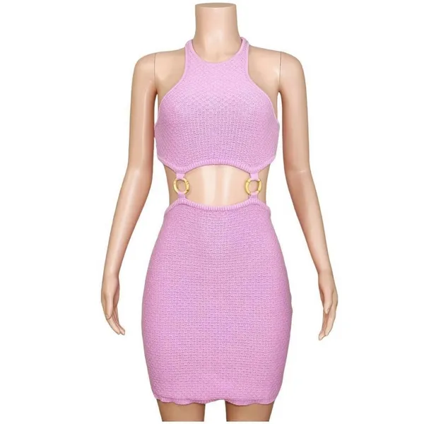 LOVERS + FRIENDS Francesca Knit Mini Dress, Bubble Gum Pink, Large - Image 5
