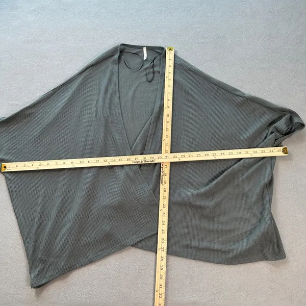 Sage Waffle Knit Open Front Cardigan Kimono Duster S Oversized Relaxed Flowing - Image 3