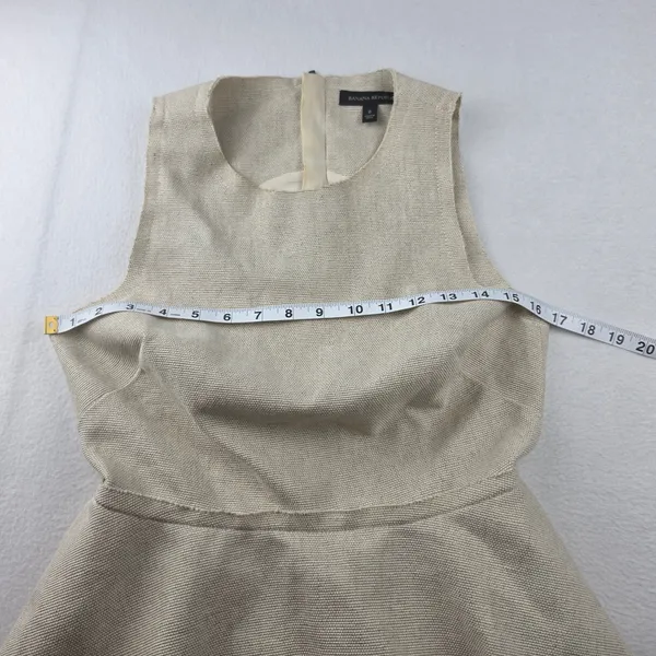 Banana Republic Beige Cotton Linen Peplum Sleeveless Dress Pockets Size 6 - Image 12