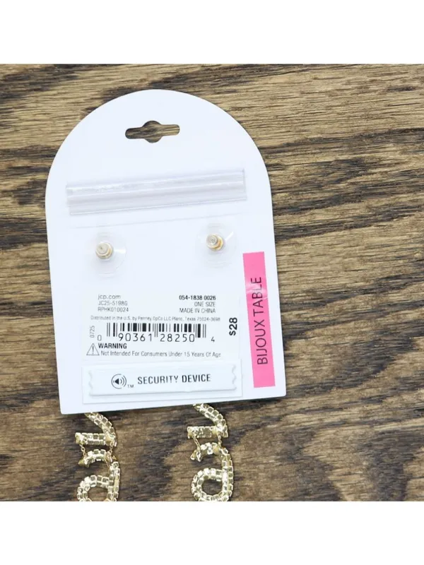 NWT Bijoux Bar Dangly 2026 Rhinestone Post Earrings Gold / Silver Gray 3" - Image 4
