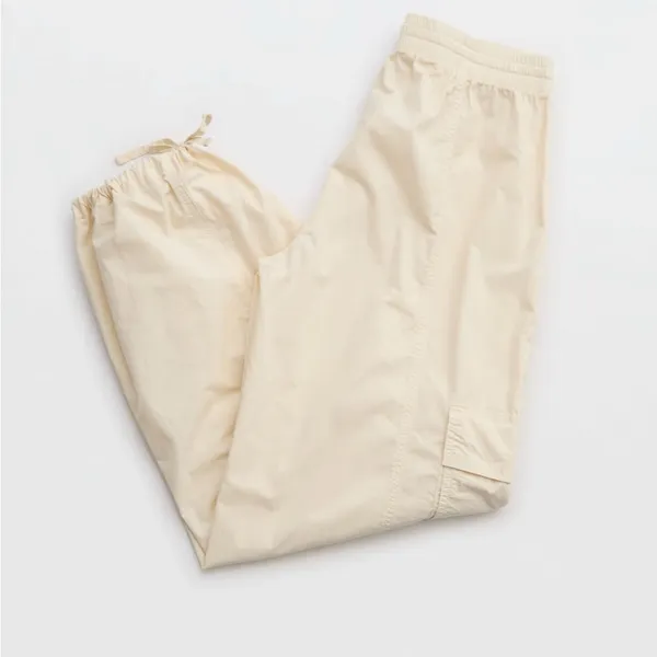 Aerie Cream High Waisted Go-For-It Baggy Cargo Wide Leg Pants Size XS - Image 6