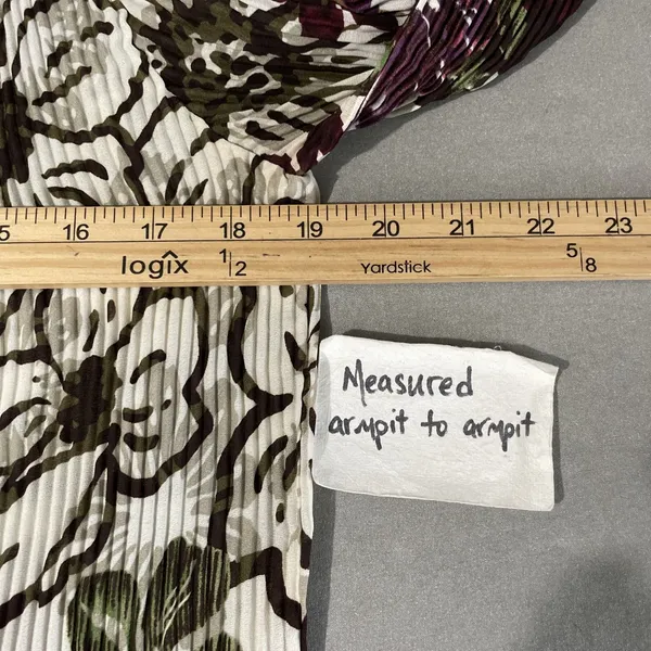 Signature Larry Levine Top Size Large Pleated Artsy Floral Whimsigoth Romantic - Image 8