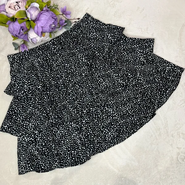 Very J NWT Boutique Black and White Polka Dot Tiered Skirt - Image 2