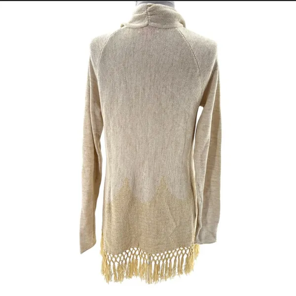 Lilly‎ Pulitzer Tatum Long Fringe Hem Cardigan metallic gold sz L - Image 7