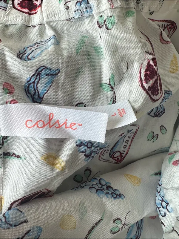 Colsie White Fruit/Sardine Printed Lace Trim Sleep Shorts - Image 6