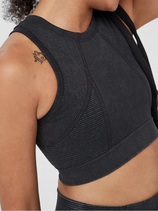 Aerie Offline Seamless Longline Sports Bra Washed‎ Black - Image 2