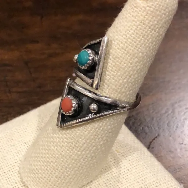 Vintage Southwestern Bypass Turquoise Spiny Oyster Ring Sz 8•1/2 - Image 3