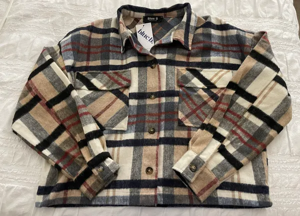 These Three Boutique Blue B Plaid Shacket - Image 2