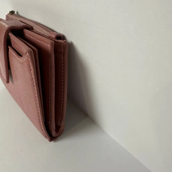 Blush Pink Compact Bifold Wallet Faux Leather Zipper Coin Pocket Card Holder NWT - Image 6