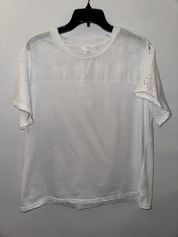 White Cotton Short Sleeve T-Shirt Large - Image 2