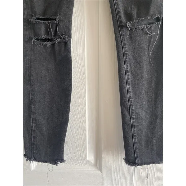 J Brand Low Rise Crop Skinny Womens Size 25 Black Mercy Distressed Jeans Edgy - Image 2