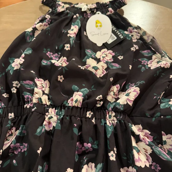 Sweet Lemon Floral Maxi Dress M Black Halter Neck Ruffle Boho NWT - Image 4
