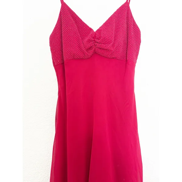 Vintage Y2K Red Beaded Asymmetrical Hem Midi Dress Medium Fairy Whimsigoth 90s - Image 8
