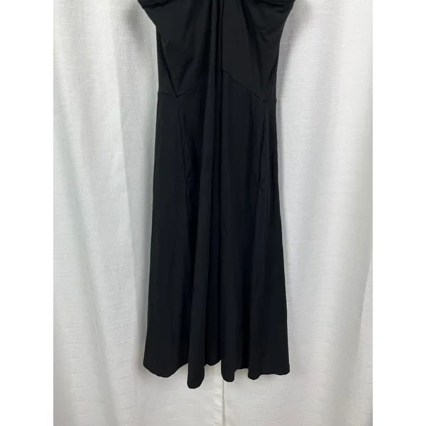 PACT Organic Black Organic Cotton Fit&Flare Midi Dress Sz.L NWT - Image 14