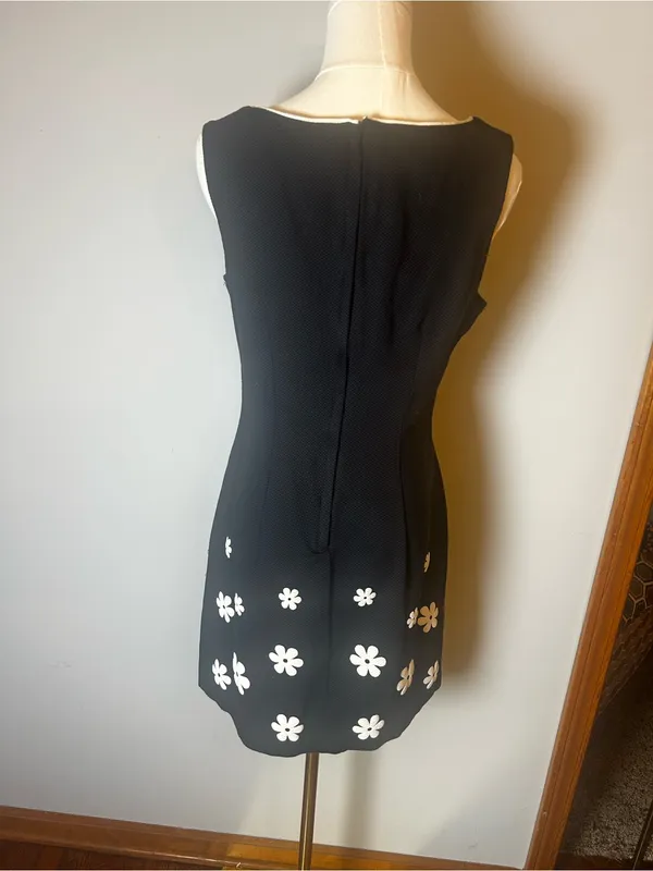 Vintage Retro Granite Black Knee Length Dress - Image 3