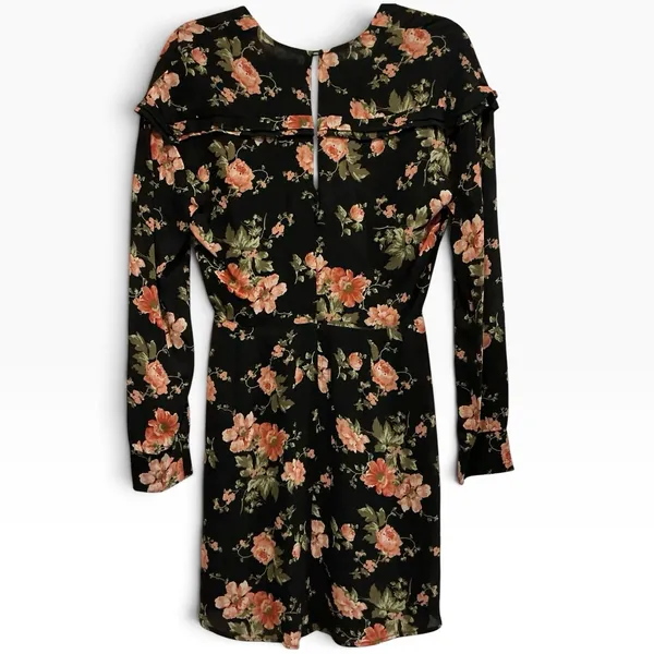 Reformation Eloise Floral Mini Dress Size 4 S Long Sleeve Romantic Ruffle V Neck - Image 4