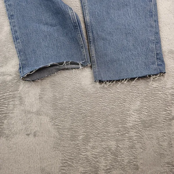 Free Assembly Jeans Womens 12 (33x30) Super High Rise Straight Patchwork Raw Hem - Image 6