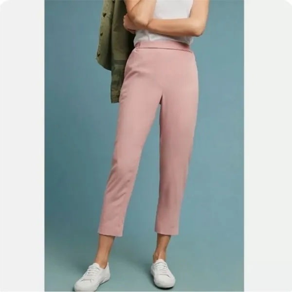 Anthropologie the Essential High Waist Pull-On‎ Trouser in Pink Crepe Size XS - Image 12