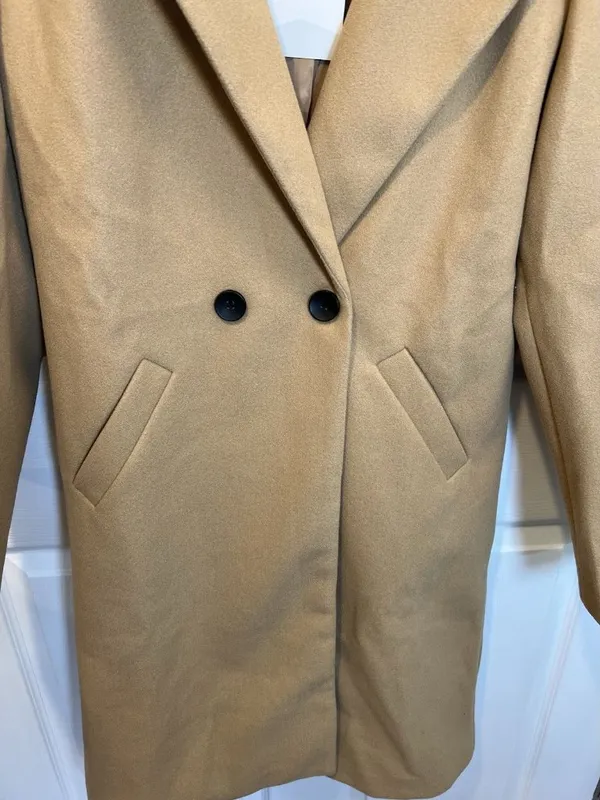 Fashion Women’s Camel Wool Blend Winter Coat Large Long Classic Elegant NWT - Image 6