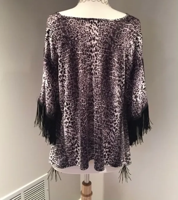 Anthropologie Cheetah Print Poncho with Fringe - Image 2