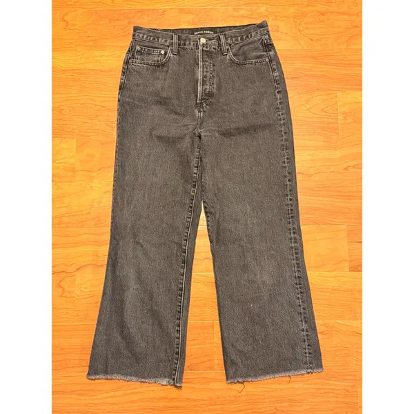 Denim Forum Farrah High Rise Wide Leg Jeans Washed Black 29 Raw Hem 26 Inseam - Image 2