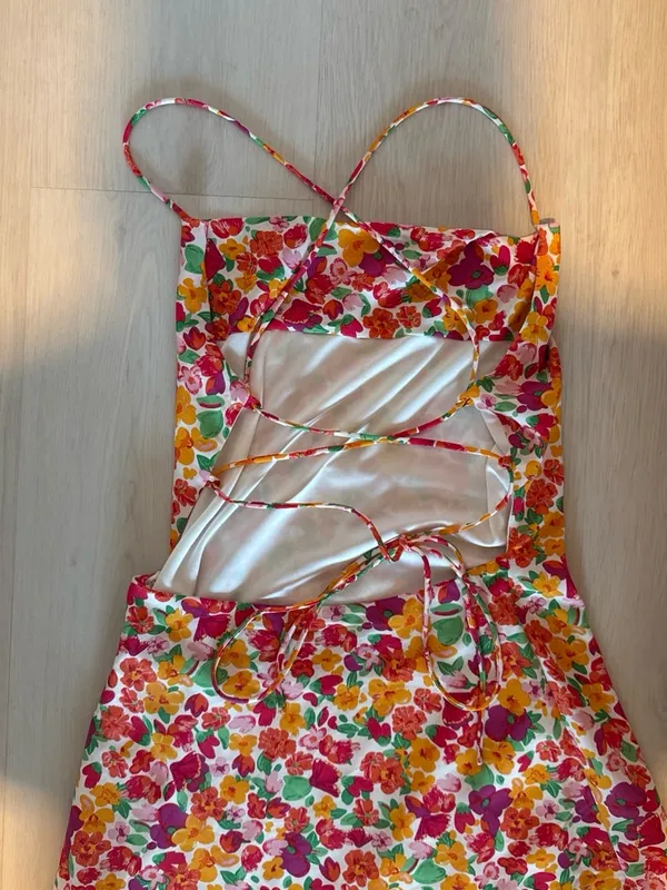 Princess Polly Floral Dress in White, Red, Orange, Pink & Green - Image 2