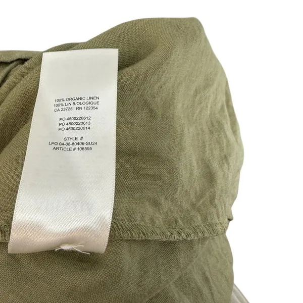 Aritzia Wilfred Eleta Organic Linen Button Front Maxi Dress Green Size Small - Image 12