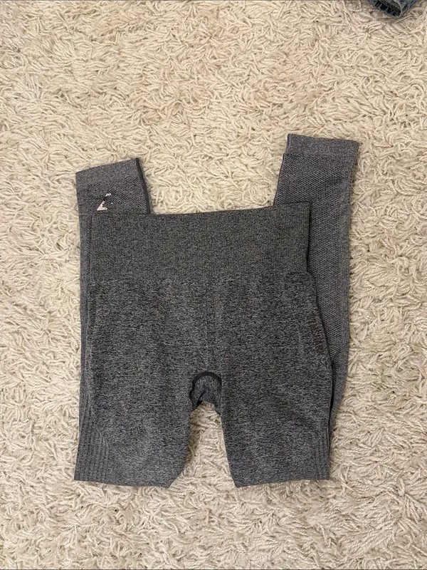 Girls' Seamless High-Waist Gray Leggings B - Image 3