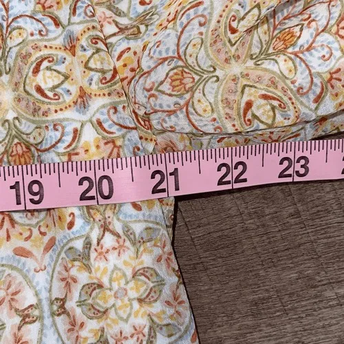 Show Me Your Mumu Women's Kirby Floral Puff Short Sleeve Blouse Yellow Sz Medium - Image 9