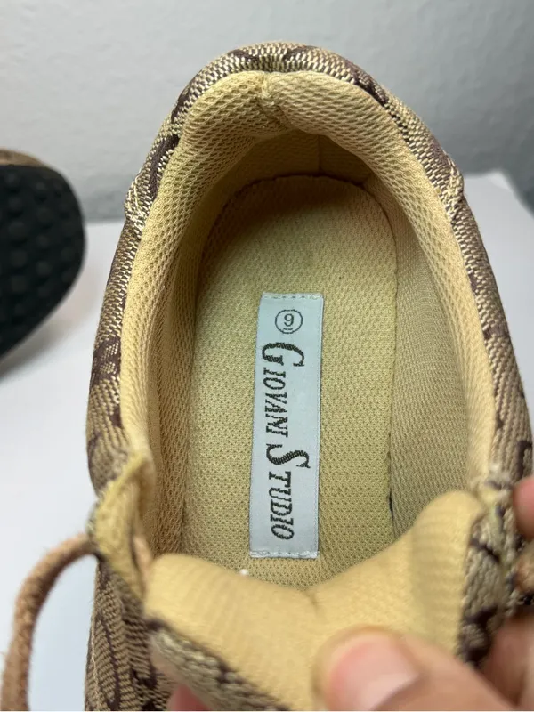 Giovani Studio Sneakers Women Size 9 Beige Brown Monogram Lace Up Casual - Image 8