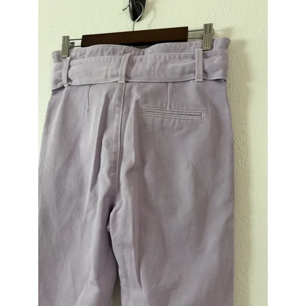 Sézane Paperbag Waist Belted Organic Cotton Tapered Pants Lilac FR34 US2 NWT - Image 7