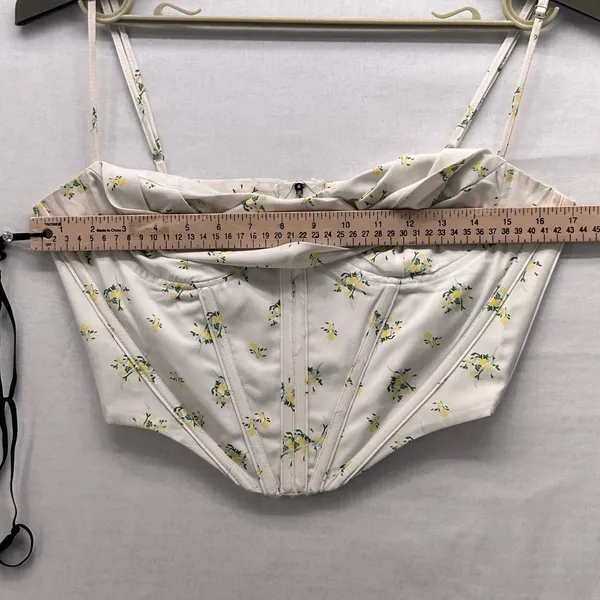 Floral Corset Top‎ Cream Small Yellow - Image 9