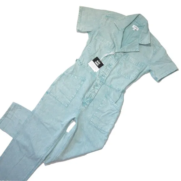 NWT Pistola Grover in Aqua Snow Acid Washed Relaxed Field Suit Jumpsuit XS - Image 4