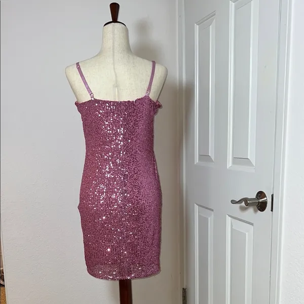 Bebe‎ Sparkling Pink Sequin Dress - Image 3