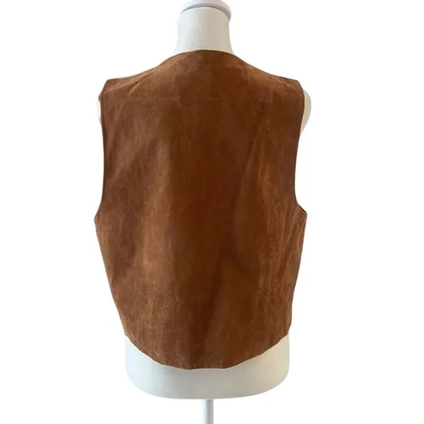 Vintage Ali Miles Brown Suede-Look Embroidered Vest Western Boho USA Made Size M - Image 3