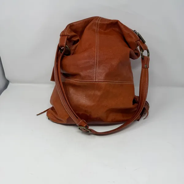 Avorio Italian Leather Tassel Shoulder Bag Orange Boho Womens Large - Image 4