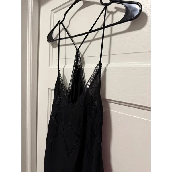 Zara Trafaluc Black Lace Maxi Dress Boho V-Neck T-Strap‎ Sleeveless Small - Image 5