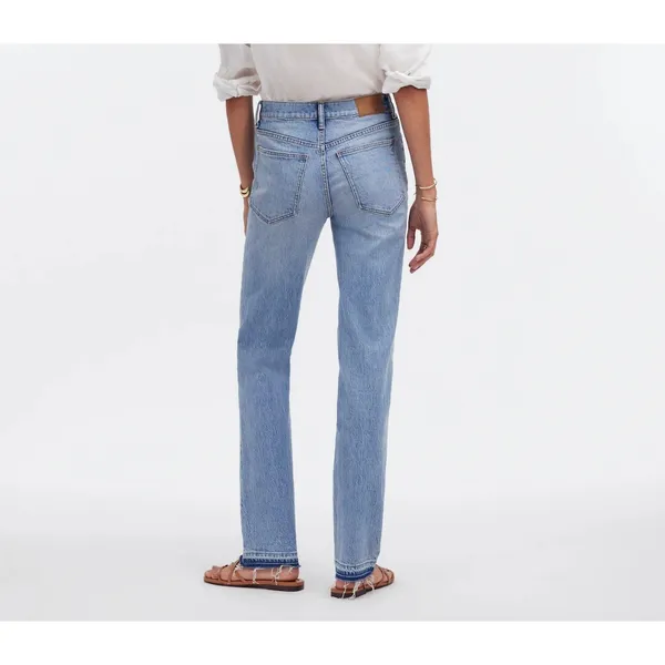 Madewell Mid-Rise 90s Straight Leg Jeans Blue Denim Released Hem‎ Boho Size 27 - Image 2