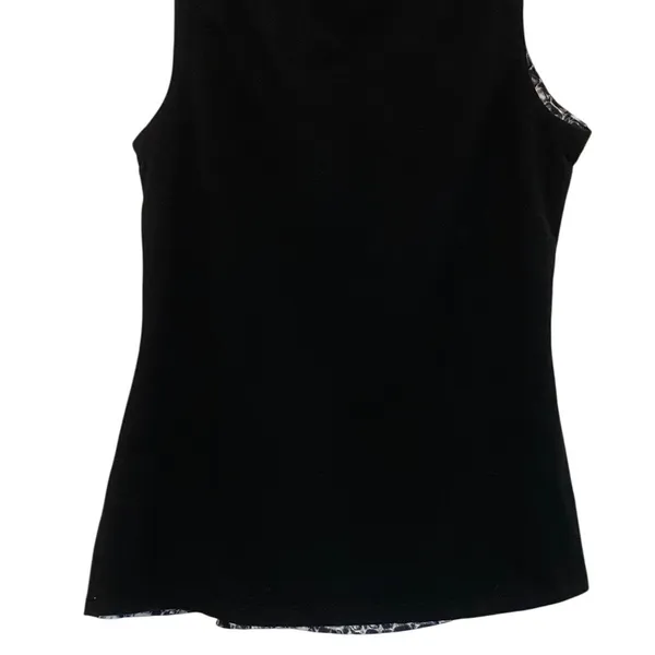 Ann Taylor Womens Sleeveless Top M Black White Crocodile Print Sheer Overlay‎ - Image 6