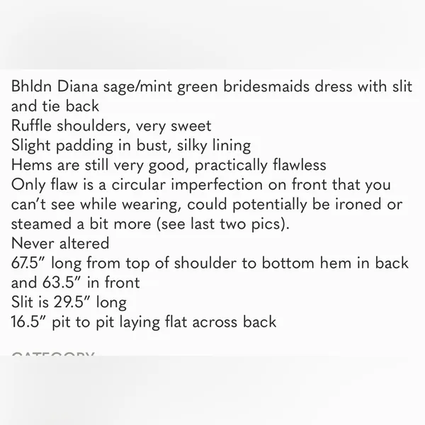 Bhldn Diana Sage green mint gown ruffle slit med - Image 16