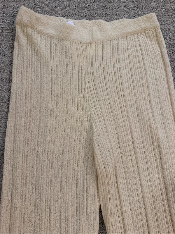 NWT Sage the Label Cream Fresh Fair Ribbed Knit Flare Pants XS LE3743 Cozy Boho - Image 8