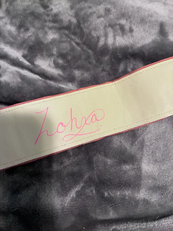 Zohra Vintage Antique Pink Polka Dot Leather Costume Belt - Image 5
