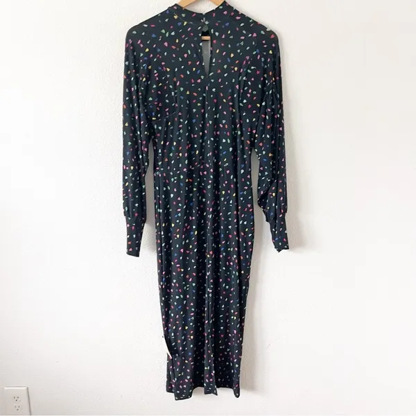 Dancing Leopard Dove Black Abstract Print Long Sleeve Bodycon Stretch Midi Dress - Image 8