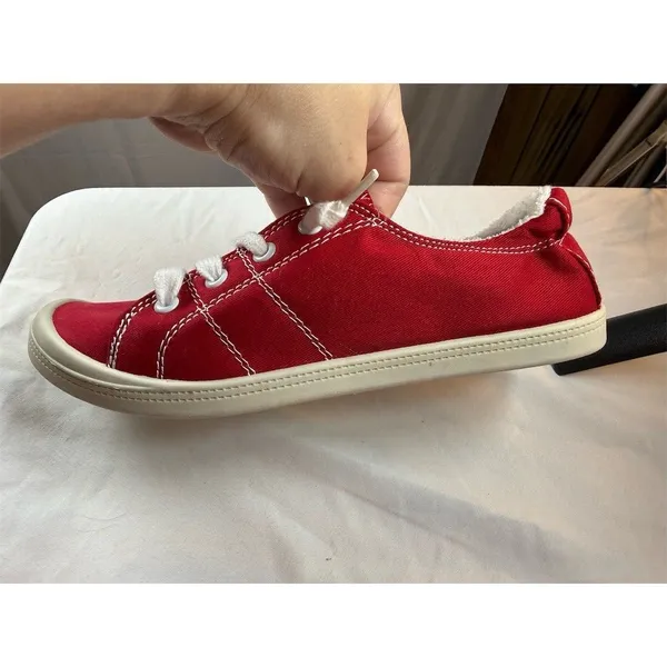 Dunes Sport Reesa Womens Sneakers Red Lace Up Low Top Size 7W Wide - Image 4