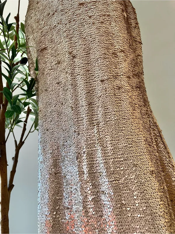 Lucy Paris Champagne Gold Metallic Maxi Skirt | Mermaid Slip Skirt | Y2K Glam - Image 4