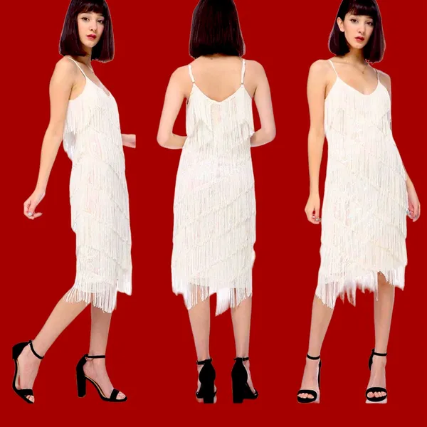 🆕 1920s Sequin and Fringe Flapper Party Mini Dress - Image 2