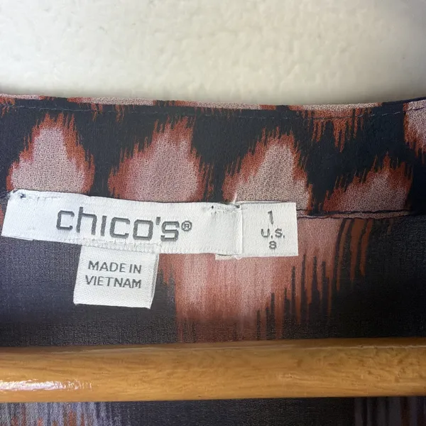Chico's shirt womens 1 US 8 ikat sheer medium victorian cottagecore career - Image 7