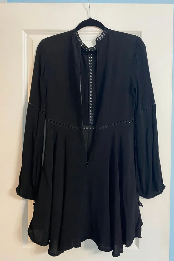 Black Lace Long Sleeve Mini Dress - Image 6
