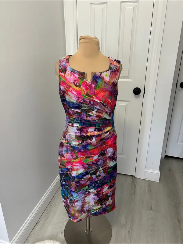 Joseph Ribkoff Multicolor Ruched Sheath Dress - Image 4