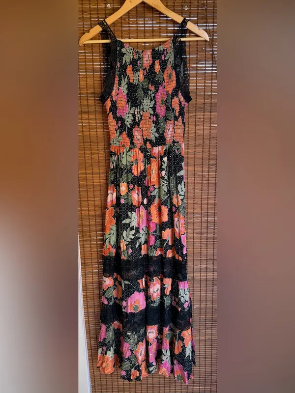 Angie Floral Lace Trim Tiered Midi Dress Size Small NWT Boho - Image 9